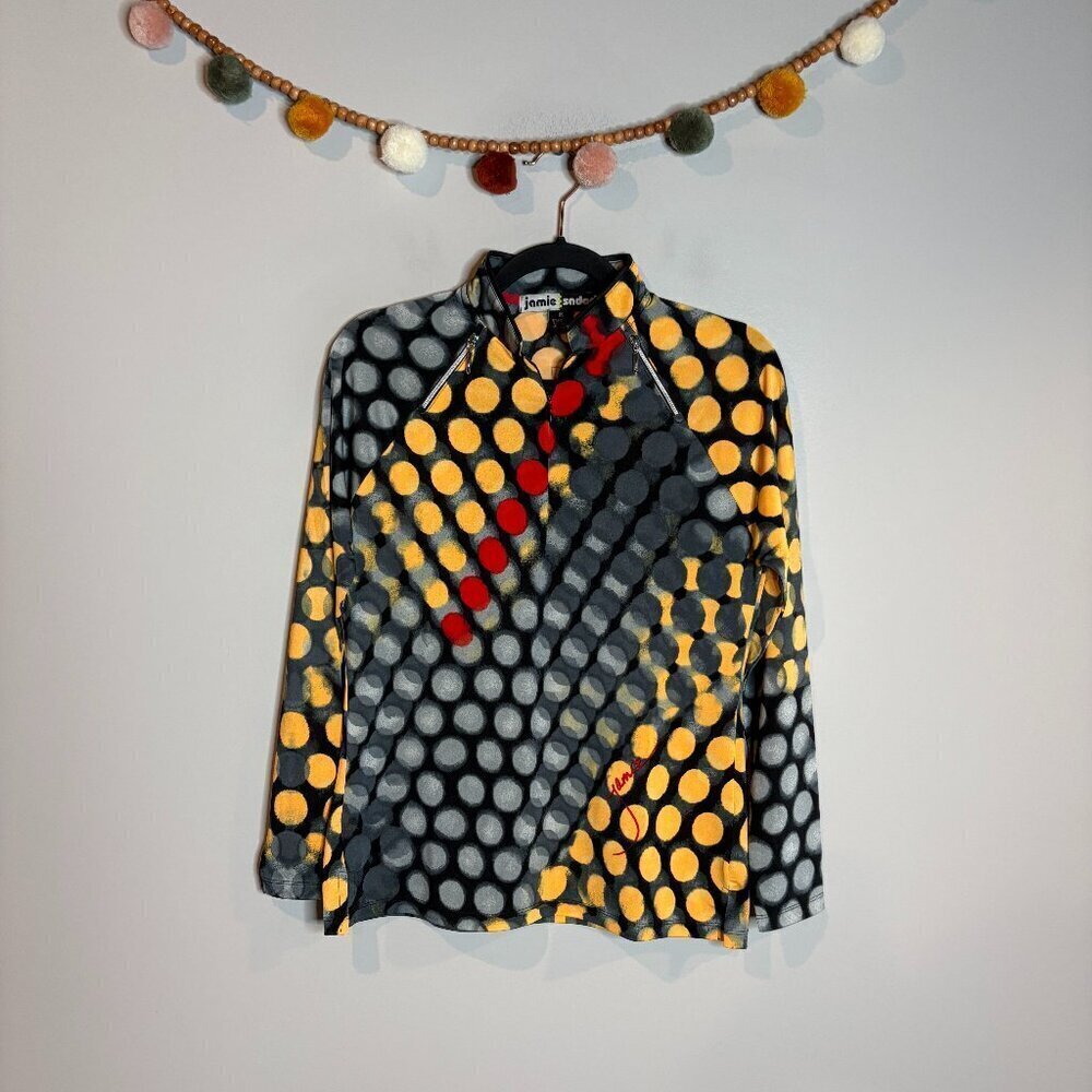 Jamie Sadock polka dot colorful art golf top